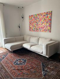 Divano Nockeby con chaise-longue bianco/crema