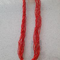 Collana torchon multifilo vintage in micro corallo