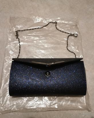 Clutch blu glitter Bijou Brigitte con catena