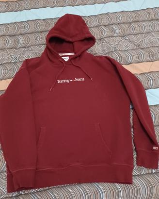 Felpa con cappuccio Tommy Jeans bordeaux