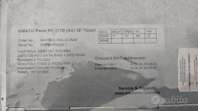 Siemens Panel PC 677B 15" Touch 6AV7872