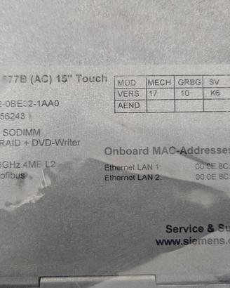 Siemens Panel PC 677B 15" Touch 6AV7872