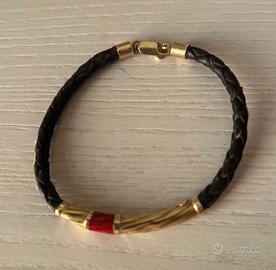 Bracciale in oro 18 carati e pelle