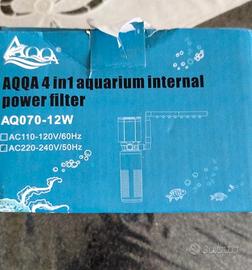 AQQA Filtro per acquario, 4 en 1, pompa filtro per