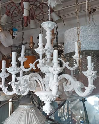 lampadario legno italiano 12 luci 