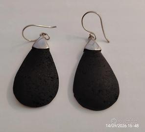 Orecchini 925 argento e pietra lavica 