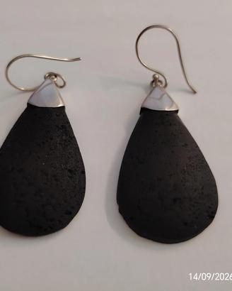 Orecchini 925 argento e pietra lavica 