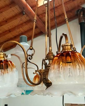 Lampadario in vetro soffiato stile Murano