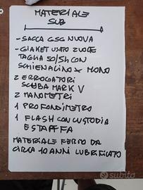 attrezzatura subacquea 