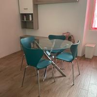 Tavolo vetro e acciaio diametro 80 cm