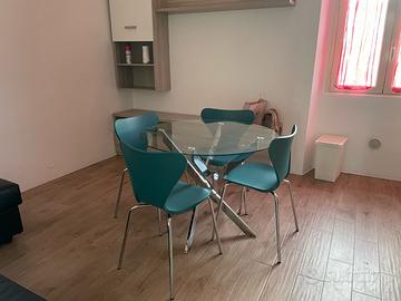 Tavolo vetro e acciaio diametro 80 cm