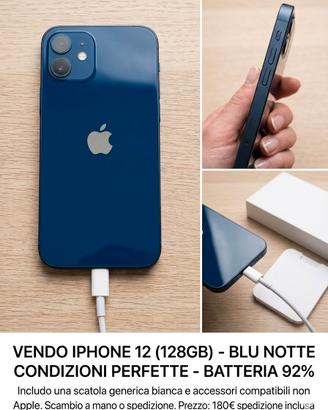 iPhone 12 128GB Blu Notte  - perfettamente funzion