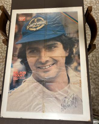 Poster Nelson Piquet originale autografato