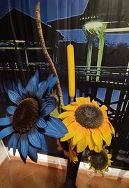 vaso in vimini intrecciato e girasoli 