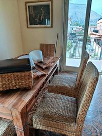 arredo zona pranzo stile etnico arte povera