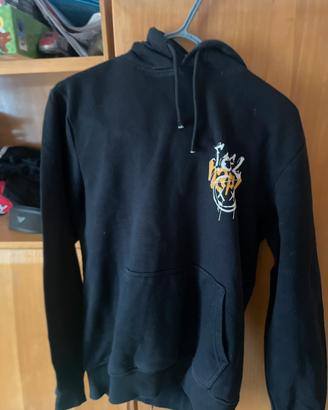 Felpa Hoodie Nera Grafica Y2K/Skater “Feel Happy”