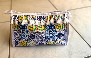 Pochette maioliche blu limoni gialli 25x17x10