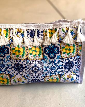 Pochette maioliche blu limoni gialli 25x17x10