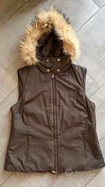 Gilet marrone con cappuccio pelliccia Max Mara