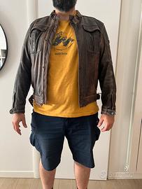 Giubbotto moto in pelle IXS marrone