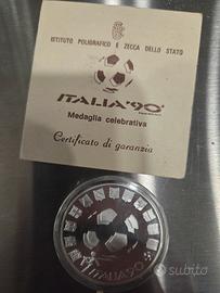 argento 986/1000 due monete medaglie italia 90