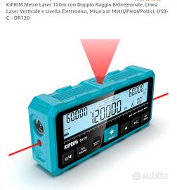 Metro Laser KIPRIM DR120 120m Doppio Raggio