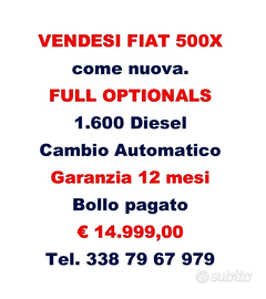 Fiat 500X full optional come nuova