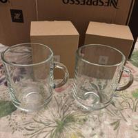 Coppia tazze mug Nespresso vetro nuove