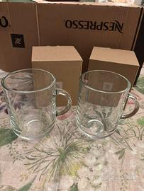 Coppia tazze mug Nespresso vetro nuove