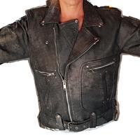 Giacca pelle, grigio, stile biker, rockers, tg 48