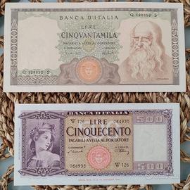 lotto banconote italiane: 50000 lire Leonardo 