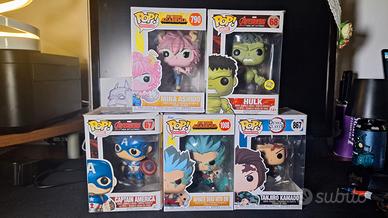 5 Funko Pop!. DemonSlayer. MyHero Academia. Marvel