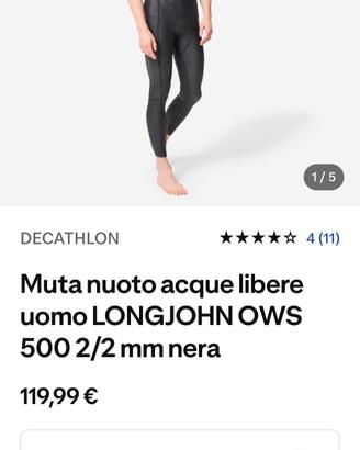 Muta nuoto acque libere uomo LONGJOHN OWS 500 2/2 