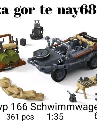 Typ 166 Schwimmwagen tedesca ww2 compatibile Lego 