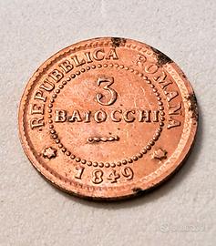 Repubblica Romana – 3 Baiocchi secondo tipo 1849