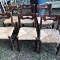 6 sedie impagliate in faggio da taverna vintage
