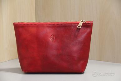 Pochette vera Pelle made in italy logo Ferrari