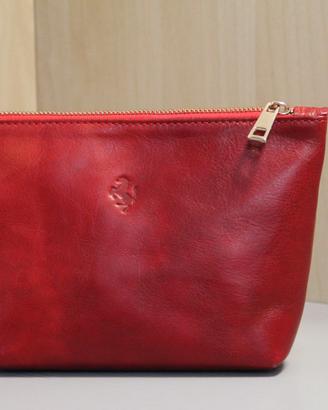 Pochette vera Pelle made in italy logo Ferrari