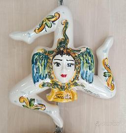 Trinacria 21 cm in ceramica, Caltagirone