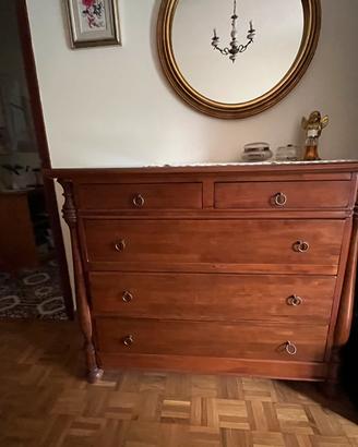 Comò in legno massello con 5 cassetti