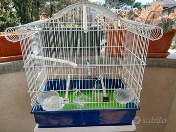 Gabbia uccelli + supporto con rotelle 
