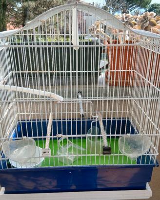 Gabbia uccelli + supporto con rotelle 