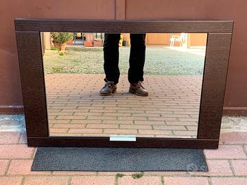 Specchio contenitore da bagno in legno marrone