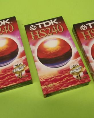 Kit 3 Videocassette VHS 240 minuti, TDK HS240, NUO