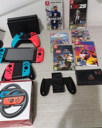Nintendo switch con accessori e giochi