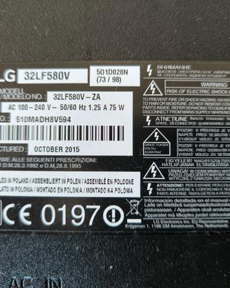TV LG 32LF580V per pezzi di ricambio