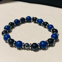 Bracciale acciaio, pietre per tifosi nero azzurri