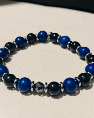 Bracciale in pietra INTER tifosi nero azzurri