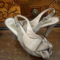 Sandalo - SlingBack OpenToe tacco alto Raso oro