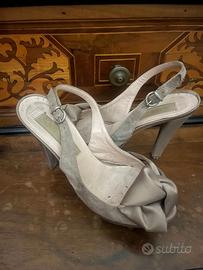 Sandalo - SlingBack OpenToe tacco alto Raso oro